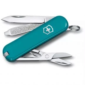Швейцарський ніж Victorinox Classic SD Mountain Lake 58 мм, 7 функцій, блакитний, у подарунковій коробці (0.6223.23G)