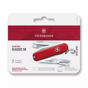 Швейцарський ніж Victorinox Classic SD 58 мм, 7 функцій, червоний, у міні-блістері (0.6223.B)