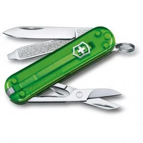 Швейцарський ніж Victorinox Classic SD 58 мм, 7 функцій, зелений прозорий, у подарунковій коробці (0.6223.T41G)