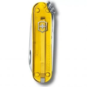 Швейцарський ніж Victorinox Classic SD 58 мм, 7 функцій, жовтий прозорий, у подарунковій коробці (0.6223.T81G)
