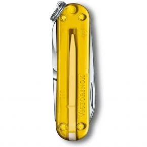 Швейцарський ніж Victorinox Classic SD 58 мм, 7 функцій, жовтий прозорий, у подарунковій коробці (0.6223.T81G)