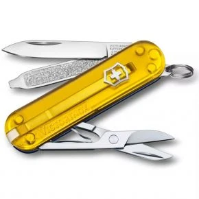 Швейцарський ніж Victorinox Classic SD 58 мм, 7 функцій, жовто-синій прозорий (0.6223.T81G.T2)