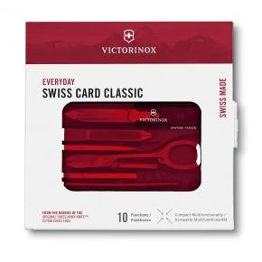 Картка-мультитул Victorinox SwissCard Classic, 10 функцій, червона напівпрозора (0.7100.T)