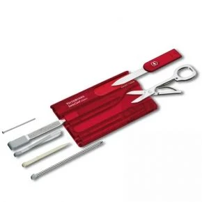 Картка-мультитул Victorinox SwissCard Classic, 10 функцій, червона напівпрозора, у блістері (0.7100.TB1)