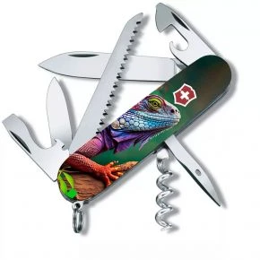 Швейцарський ніж Victorinox Camper 91 мм, 13 функцій, різнокольоровий, принт хамелеон (1.3613.3_F1020pw)