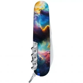 Швейцарський ніж Victorinox Camper 91 мм, 13 функцій, блакитно-жовтий, принт ірис (1.3613.3_R2060pk)