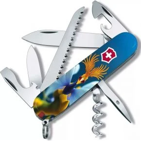Швейцарський ніж Victorinox Camper 91 мм, 13 функцій, різнокольоровий, принт фантастична пташка (1.3613.3_R2100pk)