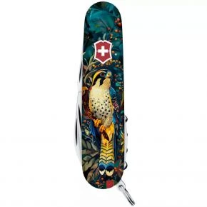 Швейцарський ніж Victorinox Camper 91 мм, 13 функцій, різнокольоровий, принт сокіл (1.3613.3_T3180pw)