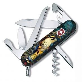 Швейцарський ніж Victorinox Camper 91 мм, 13 функцій, різнокольоровий, принт сокіл (1.3613.3_T3180pw)