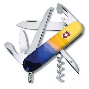 Швейцарський ніж Victorinox Camper 91 мм, 13 функцій, різнокольоровий, принт гірський пейзаж (1.3613.7_T3190pw)