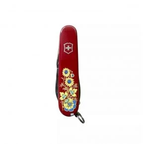 Швейцарський ніж Victorinox Camper 91 мм, 13 функцій, червоний, принт квіти (1.3613_T1050u)