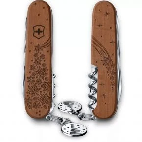 Швейцарський ніж Victorinox Climber Wood Winter Magic Limited Edition 2025 91 мм, 12 функцій, коричневий, принт засніжений ліс (1.3701.63E1)