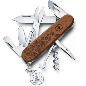 Швейцарський ніж Victorinox Climber Wood Winter Magic Limited Edition 2025 91 мм, 12 функцій, коричневий, принт засніжений ліс (1.3701.63E1)
