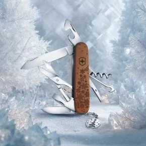 Швейцарський ніж Victorinox Climber Wood Winter Magic Limited Edition 2025 91 мм, 12 функцій, коричневий, принт засніжений ліс (1.3701.63E1)