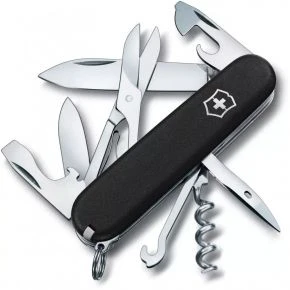 Швейцарський ніж Victorinox Climber 91 мм, 14 функцій, чорний матовий, жовте лого (1.3703.3_M0008p)