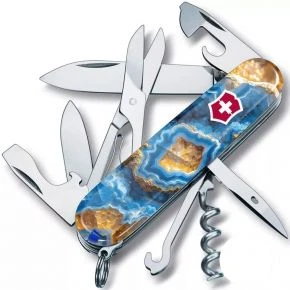 Швейцарський ніж Victorinox Climber 91 мм, 14 функцій, блакитний, принт блакитний агат (1.3703.3_R2030pk)