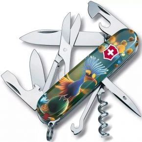 Швейцарський ніж Victorinox Climber 91 мм, 14 функцій, різнокольоровий, принт яскрава пташка (1.3703.3_R2110pk)