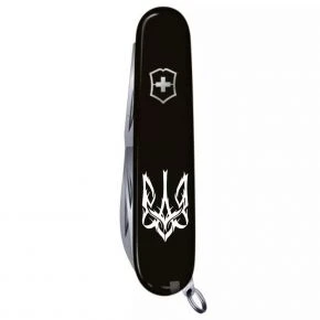 Швейцарський ніж Victorinox Climber 91 мм, 14 функцій, чорний, принт білий готичний тризуб (1.3703.3_T0630u)