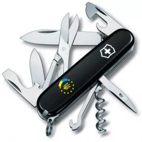 Швейцарський ніж Victorinox Climber 91 мм, 14 функцій, чорний, принт Україна ЄС (1.3703.3_T1130u)