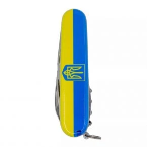 Швейцарський ніж Victorinox Climber 91 мм, 14 функцій, синьо-жовтий, принт герб на прапорі (1.3703.3_T3040p)