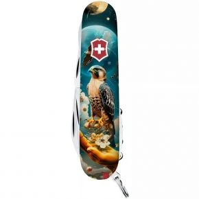 Швейцарський ніж Victorinox Climber 91 мм, 14 функцій, різнокольоровий, принт сокіл-захисник (1.3703.3_T3210pw)