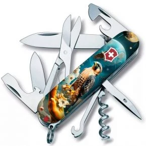 Швейцарський ніж Victorinox Climber 91 мм, 14 функцій, різнокольоровий, принт сокіл-захисник (1.3703.3_T3210pw)
