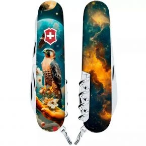 Швейцарський ніж Victorinox Climber 91 мм, 14 функцій, різнокольоровий, принт сокіл-захисник (1.3703.3_T3210pw)