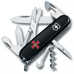 Швейцарський ніж Victorinox Climber 91 мм, 14 функцій, чорний, принт емблема ЗСУ (1.3703.3_W0010u)