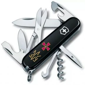 Швейцарський ніж Victorinox Climber 91 мм, 14 функцій, чорний, принт емблема ЗСУ і золотий тризуб ЗСУ (1.3703.3_W1015u)