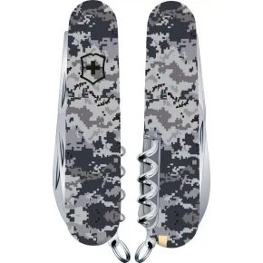 Швейцарський ніж Victorinox Climber 91 мм, 14 функцій, синій камуфляж, принт піксель (1.3703.3_W3942p)