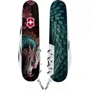 Швейцарський ніж Victorinox Climber 91 мм, 14 функцій, різнокольоровий, принт чарівний дракон (1.3703.3_Z3280p)