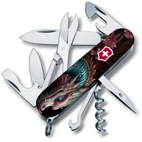Швейцарський ніж Victorinox Climber 91 мм, 14 функцій, блакитний, принт дракон (1.3703.3_Z3290p)