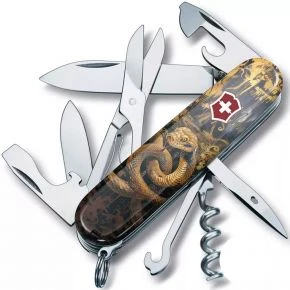 Швейцарський ніж Victorinox Climber 91 мм, 14 функцій, різнокольоровий, принт золота дерев'яна змія (1.3703.3_Z4240pk)