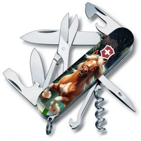 Швейцарський ніж Victorinox Climber 91 мм, 14 функцій, різнокольоровий, принт кінь-переможець (1.3703.3_Z5300pk)