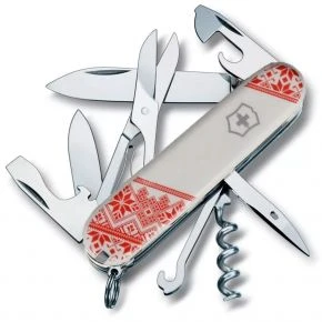 Швейцарський ніж Victorinox Climber 91 мм, 14 функцій, білий, принт червона вишиванка (1.3703.7_T0051r)