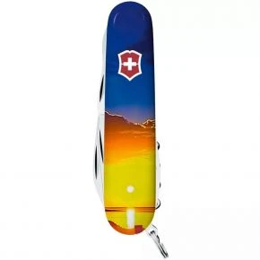 Швейцарський ніж Victorinox Climber 91 мм, 14 функцій, різнокольоровий, принт світанок (1.3703.7_T3220pw)