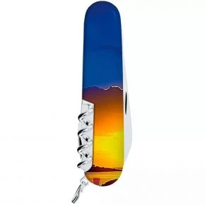 Швейцарський ніж Victorinox Climber 91 мм, 14 функцій, різнокольоровий, принт світанок (1.3703.7_T3220pw)
