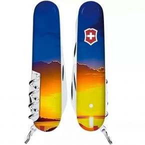 Швейцарський ніж Victorinox Climber 91 мм, 14 функцій, різнокольоровий, принт світанок (1.3703.7_T3220pw)