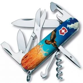 Швейцарський ніж Victorinox Climber 91 мм, 14 функцій, різнокольоровий, принт вільний сокіл (1.3703.7_T3230pw)