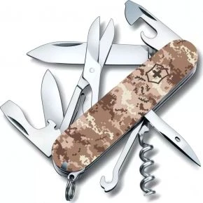Швейцарський ніж Victorinox Climber 91 мм, 14 функцій, пісочний, принт піксельний камуфляж (1.3703.7_W3944p)