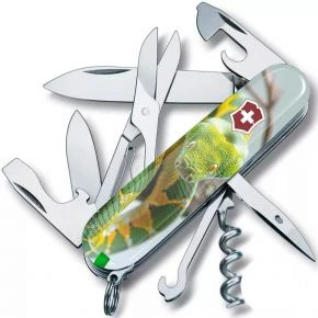 Швейцарський ніж Victorinox Climber 91 мм, 14 функцій, різнокольоровий, принт зелена змія (1.3703.7_Z4270pk)