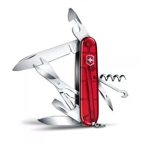 Швейцарський ніж Victorinox Climber 91 мм, 14 функцій, червоний прозорий (1.3703.T)