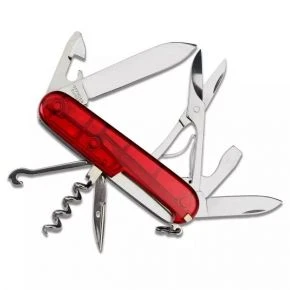 Швейцарський ніж Victorinox Climber 91 мм, 14 функцій, червоний прозорий (1.3703.T)