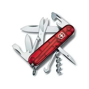 Швейцарський ніж Victorinox Climber 91 мм, 14 функцій, червоний прозорий (1.3703.T)