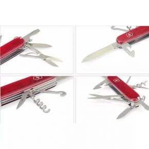 Швейцарський ніж Victorinox Climber 91 мм, 14 функцій, червоний прозорий (1.3703.T)