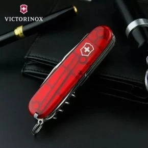 Швейцарський ніж Victorinox Climber 91 мм, 14 функцій, червоний прозорий (1.3703.T)