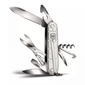 Швейцарський ніж Victorinox Climber 91 мм, 14 функцій, сріблястий прозорий (1.3703.T7)