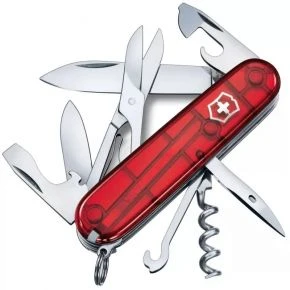 Швейцарський ніж Victorinox Climber 91 мм, 14 функцій, червоний прозорий, у блістері (1.3703.TB1)