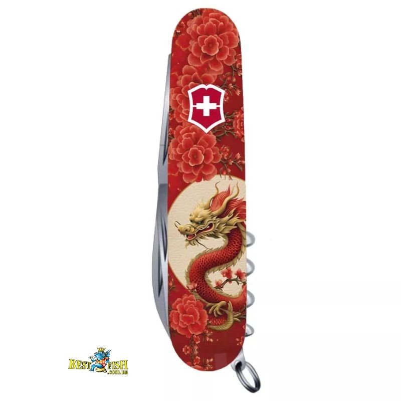 Швейцарський ніж Victorinox Climber 91 мм, 14 функцій, різнокольоровий, принт червоний дракон (1.3703_Z3250p) Швейцарський ніж Victorinox Climber 91 мм, 14 функцій, різнокольоровий, принт червоний дракон (1.3703_Z3250p)