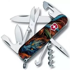 Швейцарський ніж Victorinox Climber 91 мм, 14 функцій, різнокольоровий, принт сапфіровий дракон (1.3703_Z3260p)